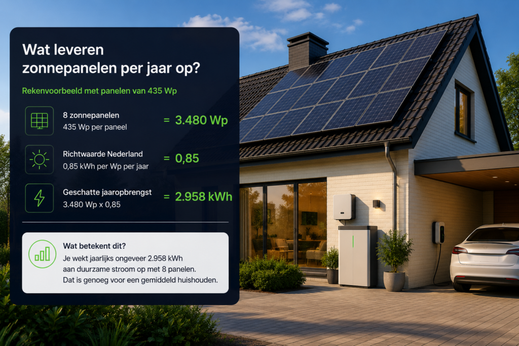 Wat leveren zonnepanelen per jaar op bij een woning met 8 zonnepanelen