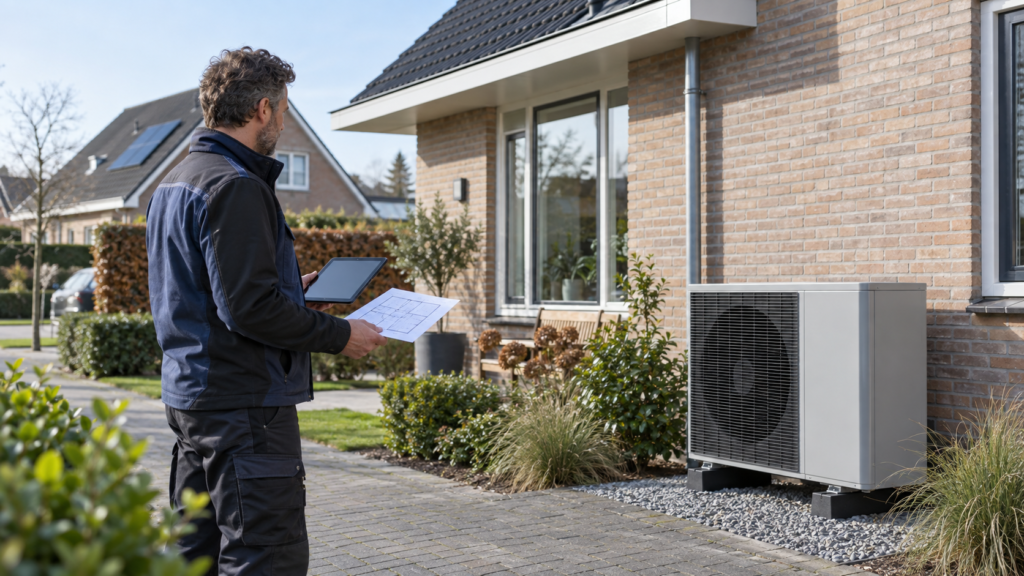 Installateur bepaalt het vermogen van een warmtepomp bij een Nederlandse woning